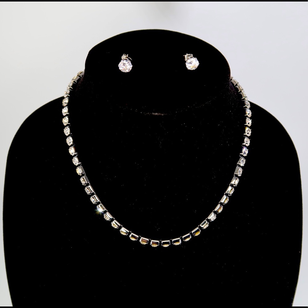 Rhinestone Choker/CZ Stud Combo